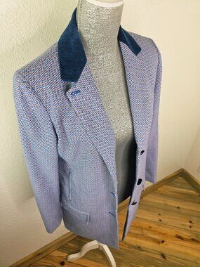 QMack Blue Patterned Blazer Size Medium